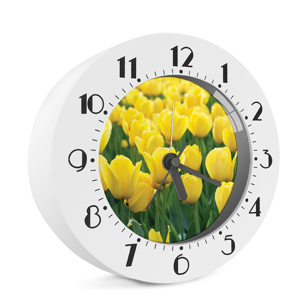 Yellow Tulip Print Alarm Clock