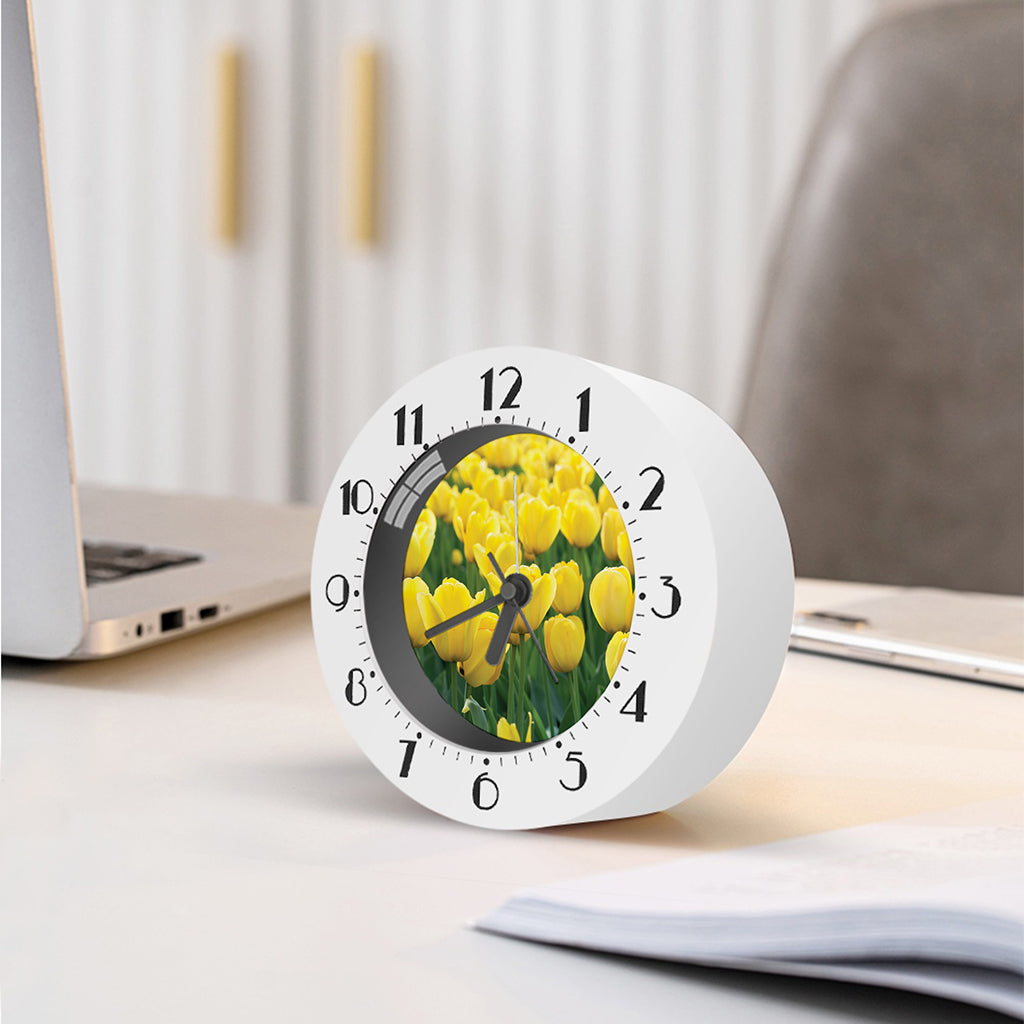 Yellow Tulip Print Alarm Clock