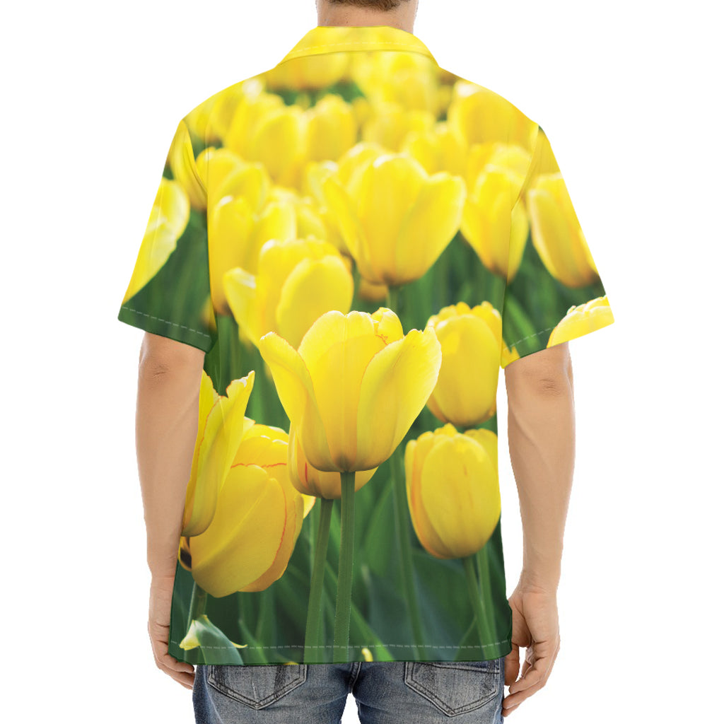 Yellow Tulip Print Aloha Shirt