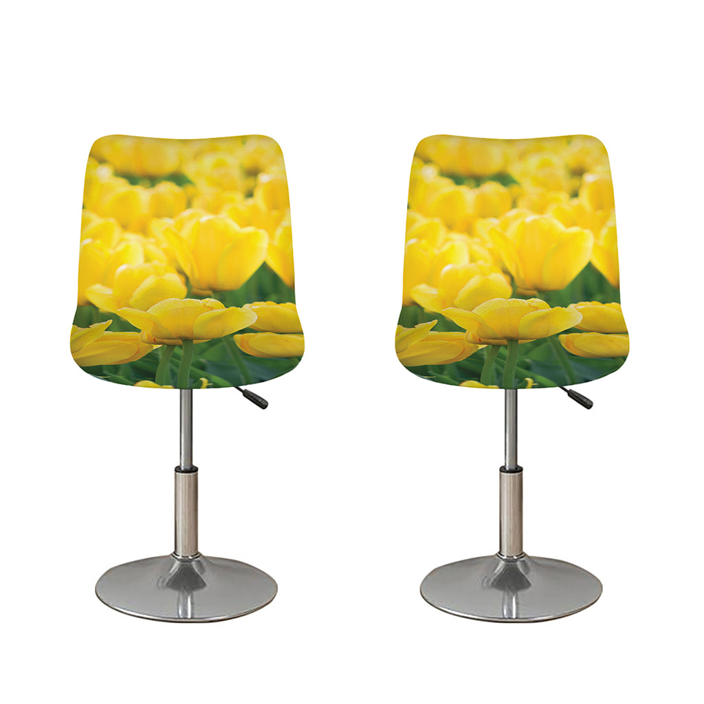 Yellow Tulip Print Bar Stool Covers