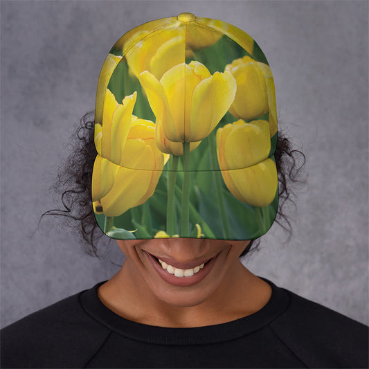 Yellow Tulip Print Baseball Cap