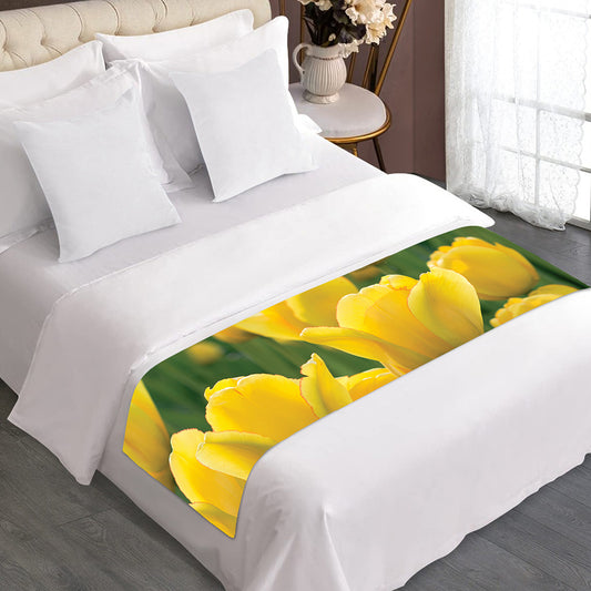 Yellow Tulip Print Bed Runner