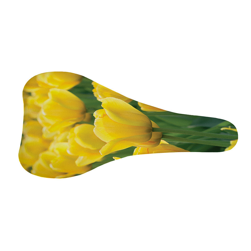 Yellow Tulip Print Bicycle Seat Cover