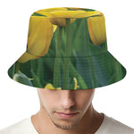 Yellow Tulip Print Bucket Hat