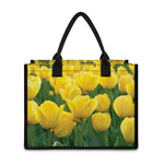 Yellow Tulip Print Canvas Tote Bag
