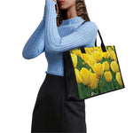 Yellow Tulip Print Canvas Tote Bag