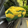 Yellow Tulip Print Car Side Mirror Covers