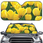 Yellow Tulip Print Car Windshield Sun Shade