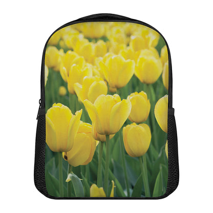 Yellow Tulip Print Casual Backpack
