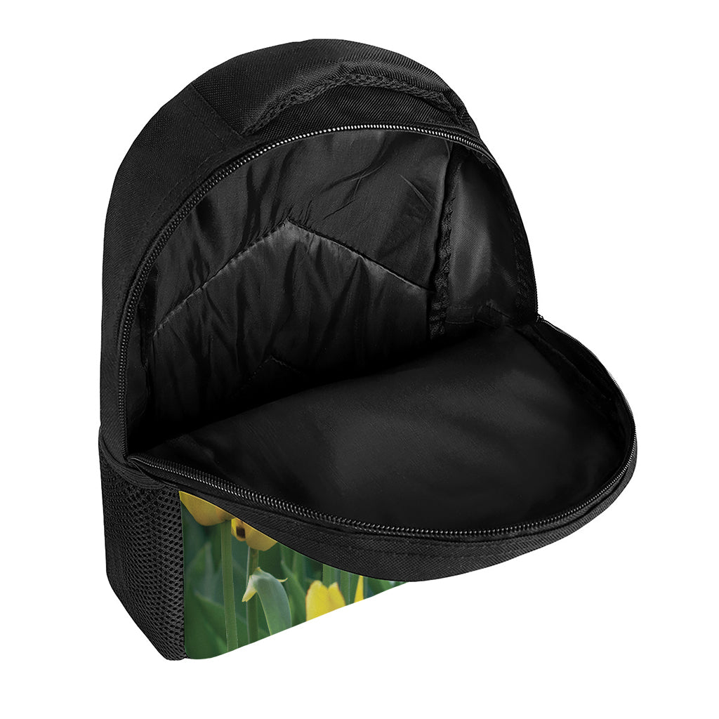 Yellow Tulip Print Casual Backpack