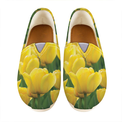 Yellow Tulip Print Casual Shoes