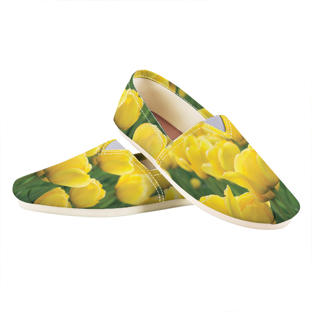 Yellow Tulip Print Casual Shoes