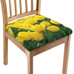 Yellow Tulip Print Chair Cushion Cover