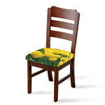 Yellow Tulip Print Chair Cushion Cover