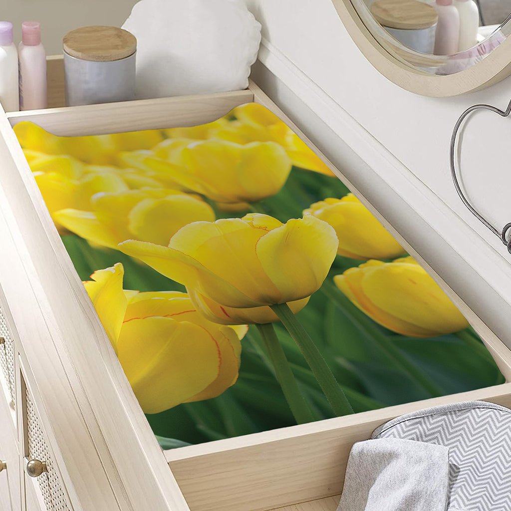 Yellow Tulip Print Changing Pad Cover