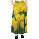 Yellow Tulip Print Chiffon Maxi Skirt
