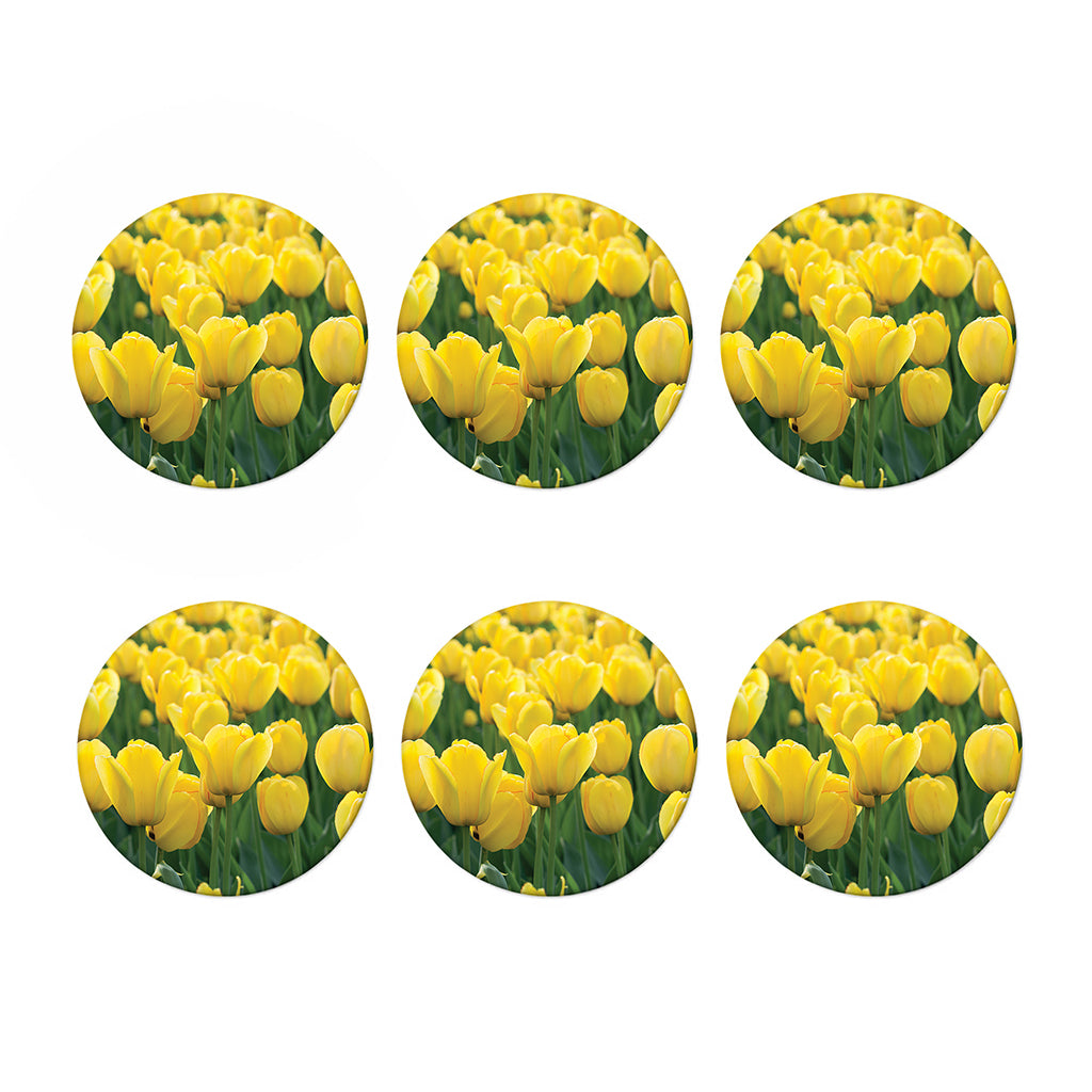 Yellow Tulip Print Coaster Set