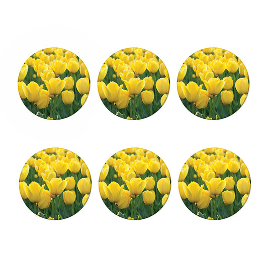 Yellow Tulip Print Coaster Set