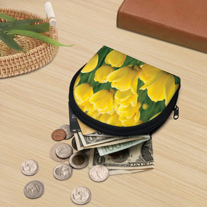 Yellow Tulip Print Coin Purse