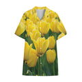 Yellow Tulip Print Cotton Hawaiian Shirt