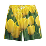 Yellow Tulip Print Cotton Shorts
