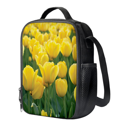 Yellow Tulip Print Crossbody Lunch Bag