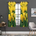 Yellow Tulip Print Grommet Curtain Panels