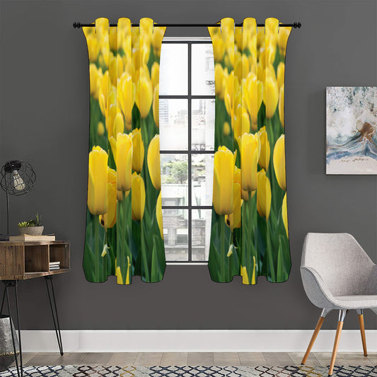 Yellow Tulip Print Curtain