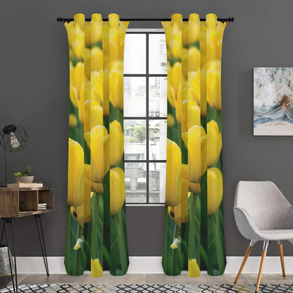 Yellow Tulip Print Curtain