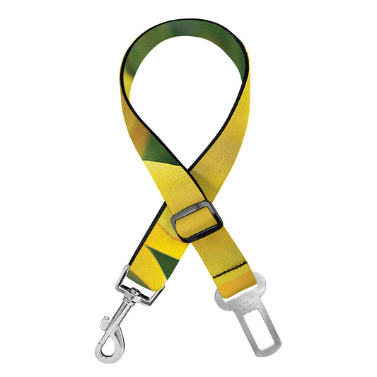 Yellow Tulip Print Dog Seat Belt
