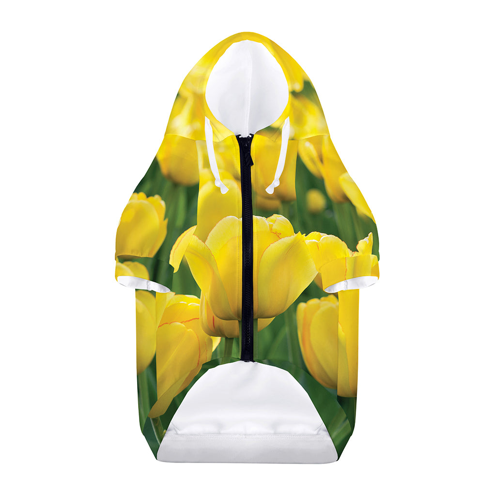 Yellow Tulip Print Dog Zip Up Hoodie