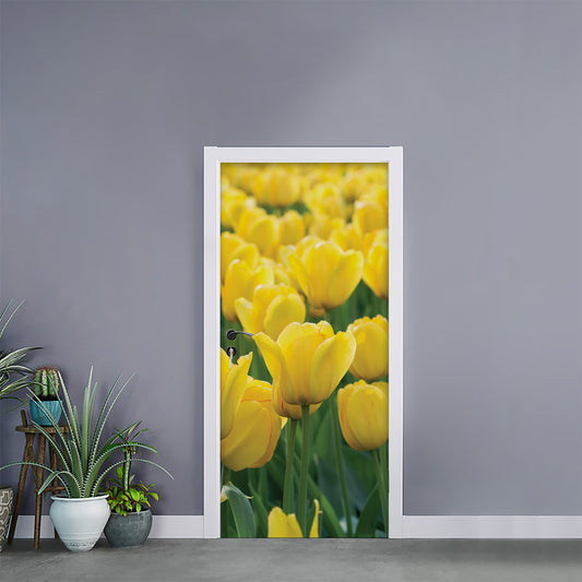 Yellow Tulip Print Door Sticker