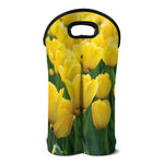 Yellow Tulip Print Double Neoprene Wine Tote