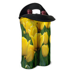 Yellow Tulip Print Double Neoprene Wine Tote