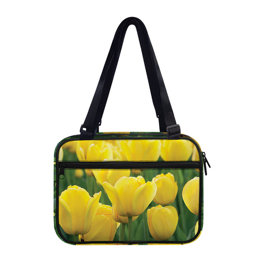 Yellow Tulip Print Double Strap Bible Bag