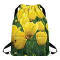Yellow Tulip Print Drawstring Backpack