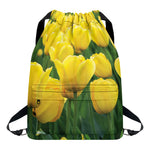 Yellow Tulip Print Drawstring Backpack