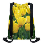 Yellow Tulip Print Drawstring Backpack