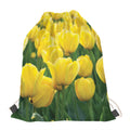 Yellow Tulip Print Drawstring Bag
