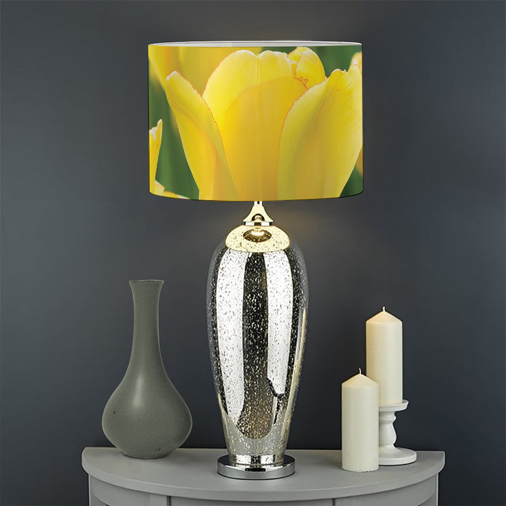 Yellow Tulip Print Drum Lamp Shade