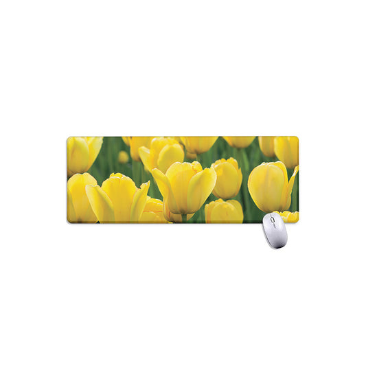 Yellow Tulip Print Extended Mouse Pad