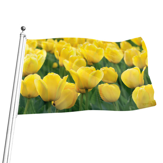 Yellow Tulip Print Flag