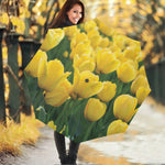 Yellow Tulip Print Foldable Umbrella