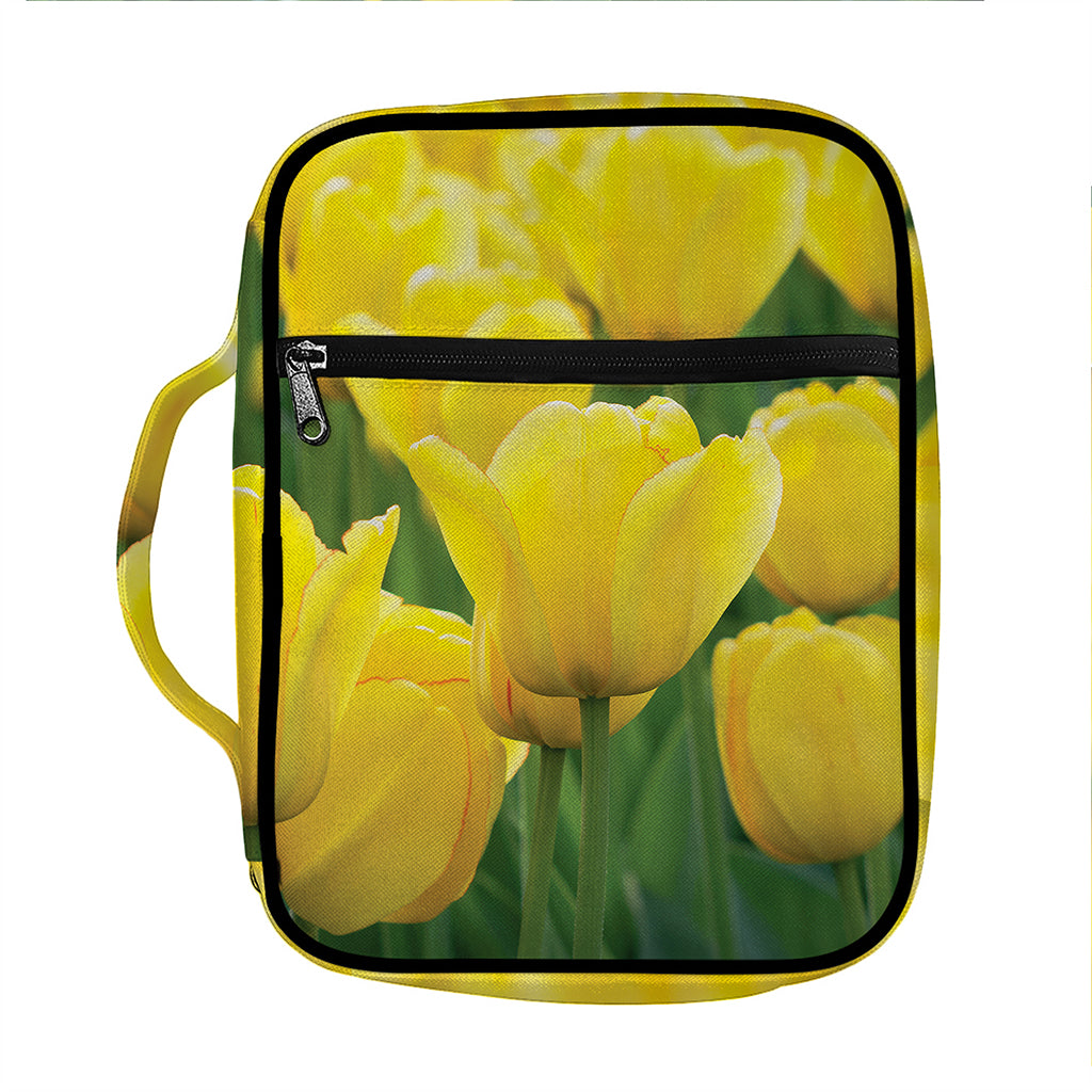 Yellow Tulip Print Front Pocket Bible Bag