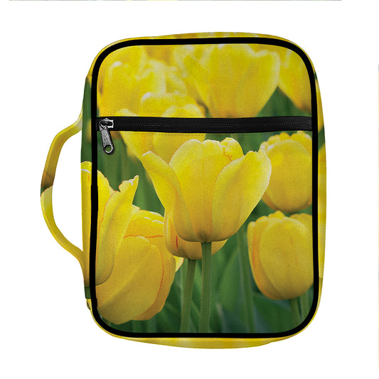 Yellow Tulip Print Front Pocket Bible Bag