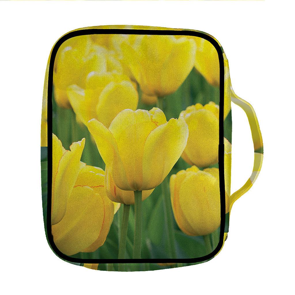 Yellow Tulip Print Front Pocket Bible Bag