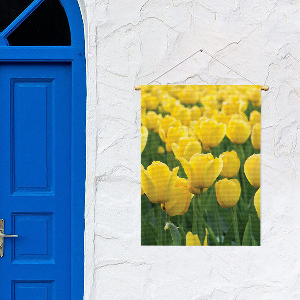 Yellow Tulip Print Garden Flag