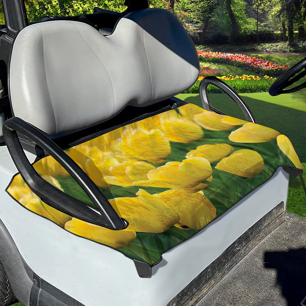 Yellow Tulip Print Golf Cart Seat Cover