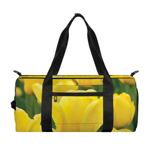 Yellow Tulip Print Gym Bag
