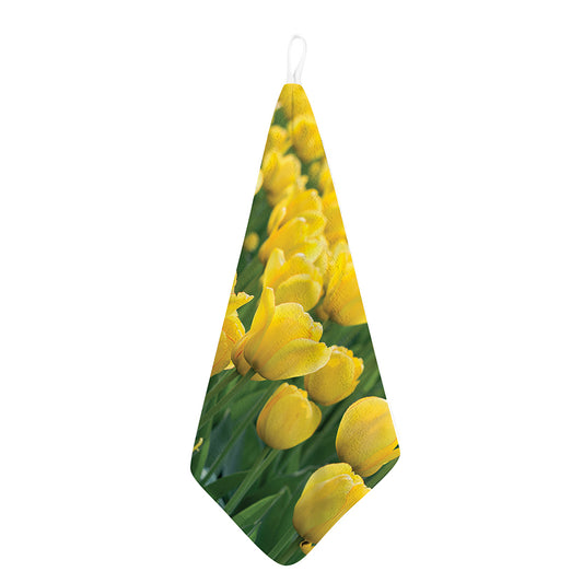 Yellow Tulip Print Hand Towel